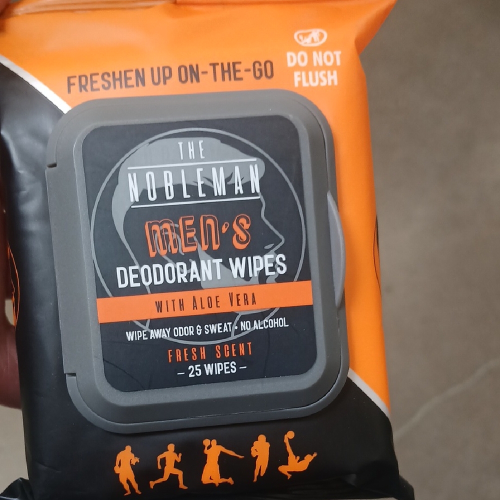 Men's Deodorant Wipes with Aloe Vera - Orange and Black